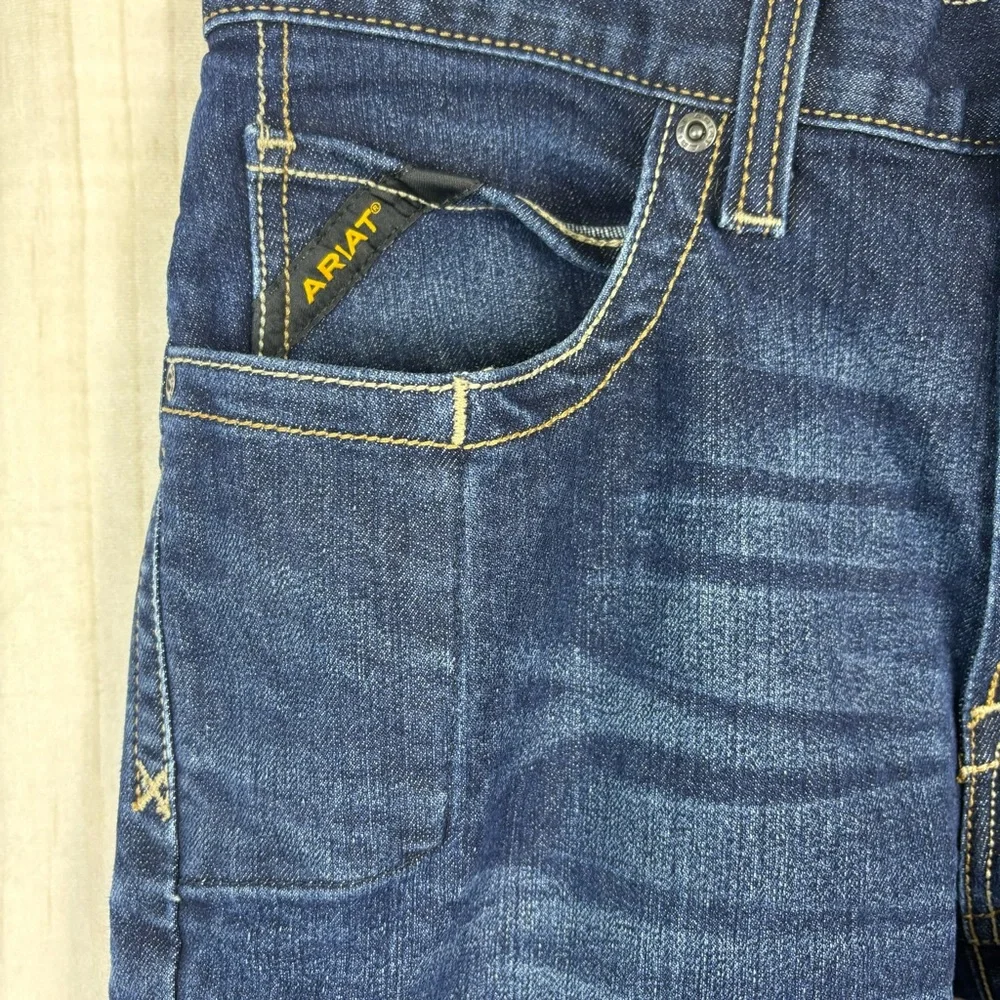 Ariat Maritime Jeans Rebar M4 Durastr Edge Relaxed Boot Cut Blue Jean Size 32x29